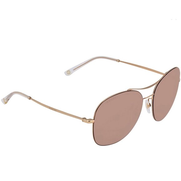 GUCCI SUNGLASSES GG0501S 006 GOLD METAL ROUND AVIATOR INTERLOCKING G LOGO DETAIL - Picture 1 of 9